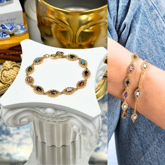 🆕 CRYSTAL HAZE 🧿 NWT Rainbow Evil Eye Bracelet - Picture 1 of 16